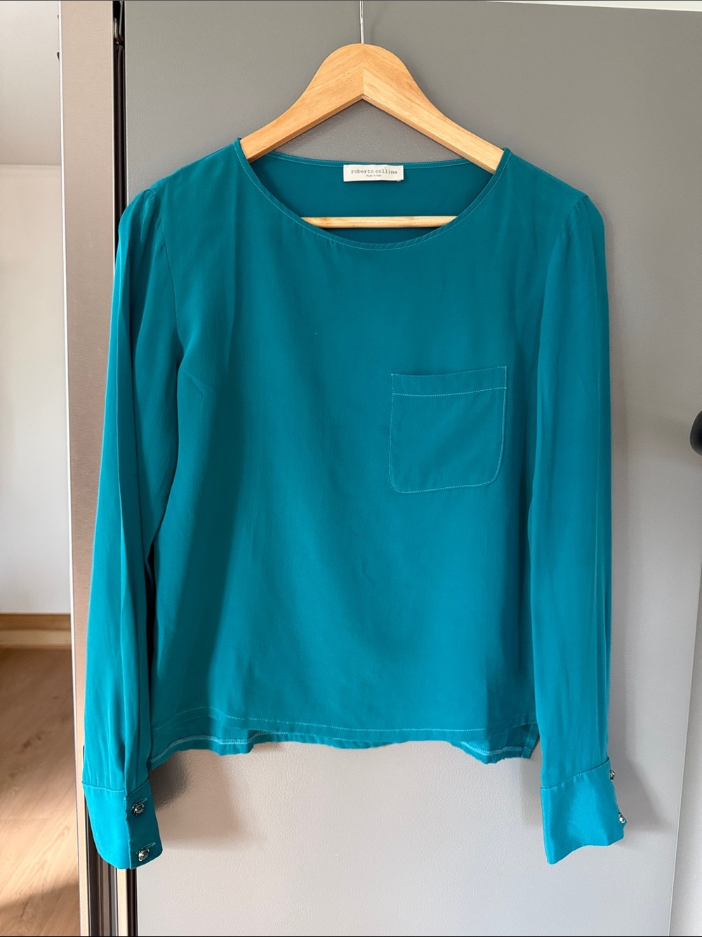 Roberto Collina Crystal Button Silk Shirt Size S